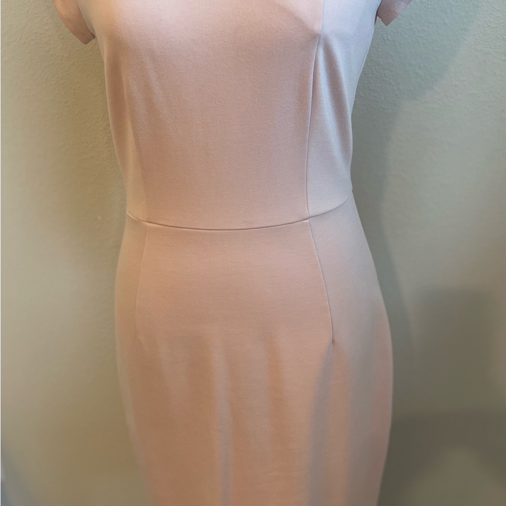 French Connection Pink Sheath Midi Dress Sleeveless Scoop Neck